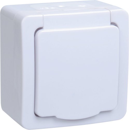 Розетка с заземлением накладная IEK Гермес Plus РСб20-3-ГПБб 1-м. крышка шторки IP54 белый фото Розетка с заземлением накладная IEK Гермес Plus РСб20-3-ГПБб 1-м. крышка шторки IP54 белый картинка